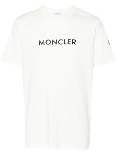 Moncler T-shirt With Flocked Logo In White
