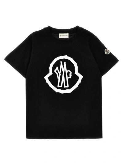 Moncler Kids' Logo Print T-shirt In Black