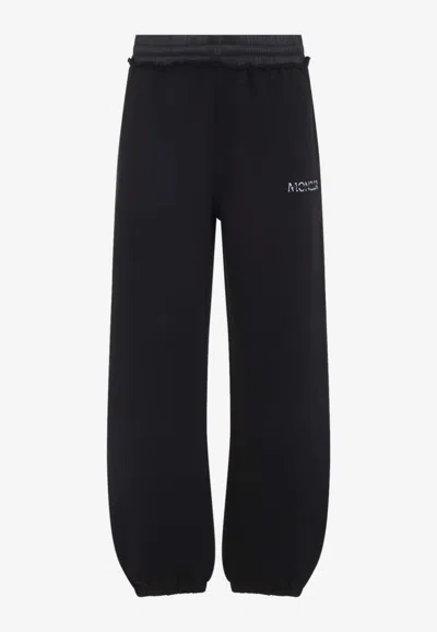 Moncler Logo Print Track Pants In Black