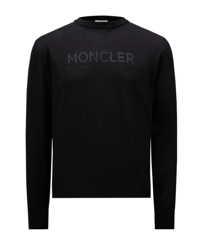 Moncler Logo-print Wool Jumper In Black