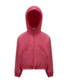 Moncler Logo-print Zip-up Hooded Jacket In Red