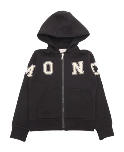 Moncler Logo-print Zip-up Hoodie In Black