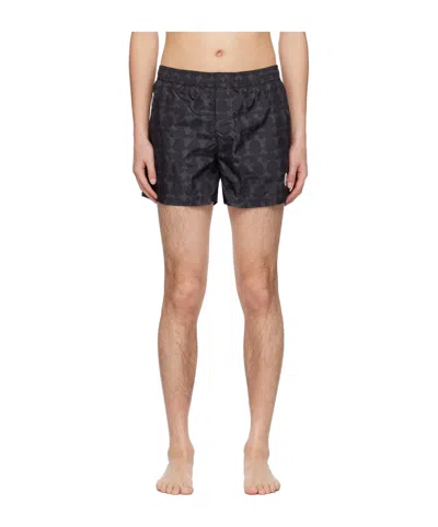 Moncler Logo Printed Beach Shorts In Black