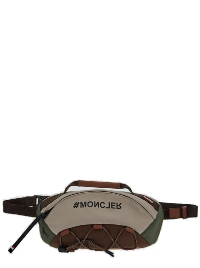 Moncler Logo Printed Belt Bag In Brown