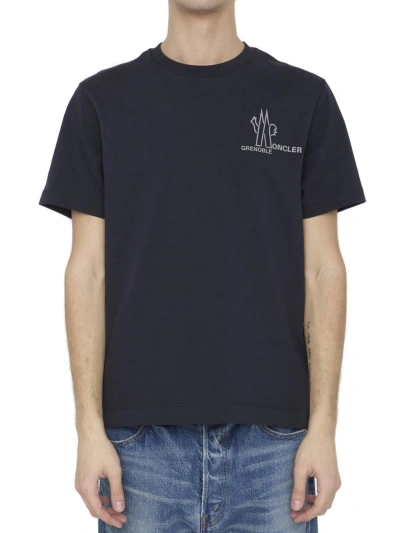 Moncler Logo Printed Crewneck T-shirt In Blue