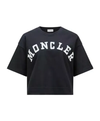 MONCLER MONCLER LOGO PRINTED CROPPED T-SHIRT