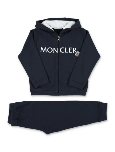 Moncler Babies' Logo-printed Hooded Tracksuit Set In Blue