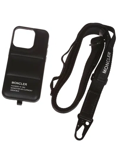 Moncler Logo Printed Iphone 15 Pro Phone Case In Black