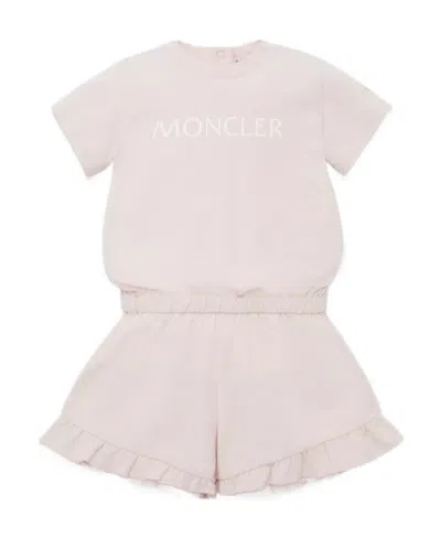 Moncler Logo Printed Jumpsuit In Pink