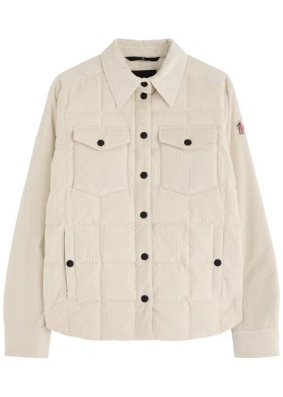 Moncler Logo Quilted Corduroy Jacket In Ivory