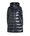 Moncler Courcelles Glossed Shell Parka Coat In Blue