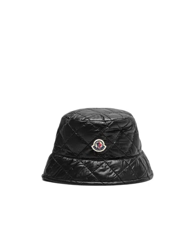 Moncler Logo Quilted Shell Bucket Hat In Neutral