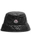 Moncler Logo Quilted Shell Bucket Hat In Black