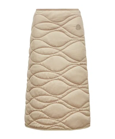 Moncler Quilted Midi Skirt In Nude