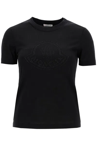 Moncler Women's Logo Rhinestone T-shirt In Black