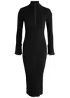 Moncler Half-zip Knit Crepe Midi Dress In Black