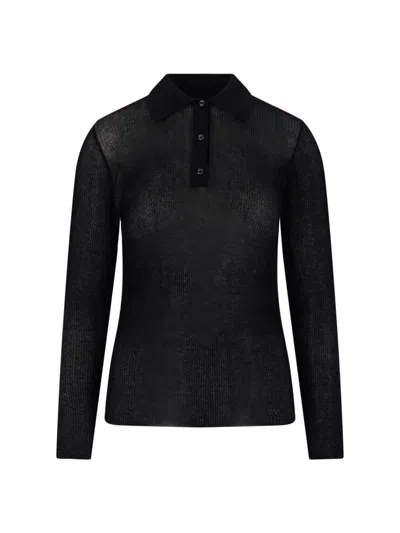 Moncler Logo Ribbed Top In Black  