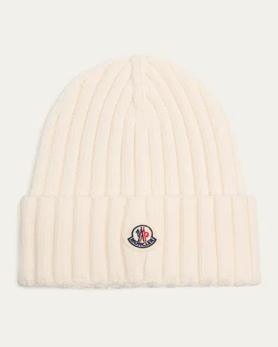 MONCLER LOGO RIBBED WOOL BEANIE