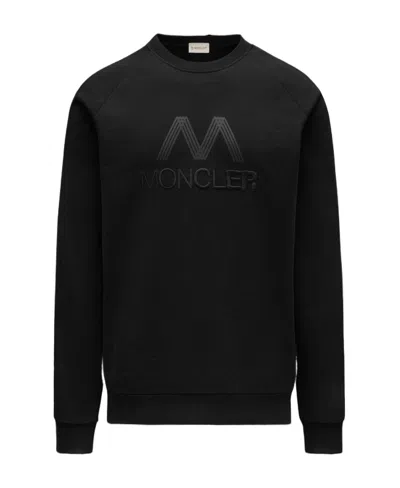 Moncler Logo Round-neck Casual Sweater In Black