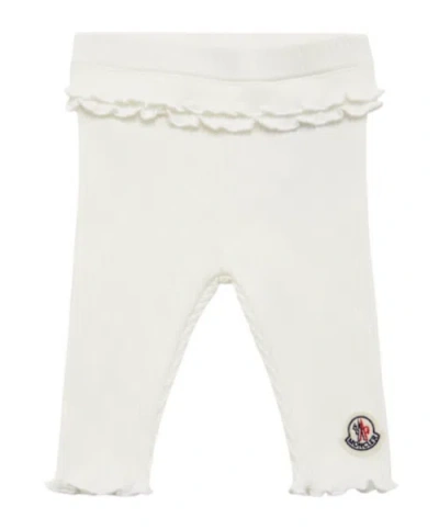 Moncler Kids' Logo Ruffled Cotton Leggings In White