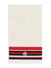 Moncler Ribbed Striped Wool Cashmere Scarf In 白色