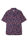 Moncler Chemise À Manches Courtes En Coton À Imprimé Requin In Blue