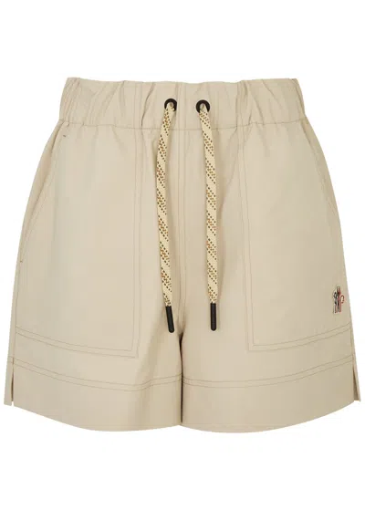 Moncler Logo Shell Shorts In Beige