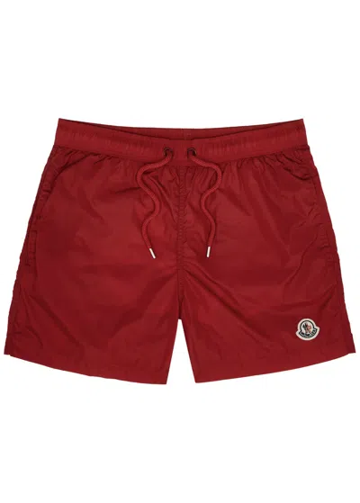 Moncler Logo Shell Swim Shorts, Shorts, Red