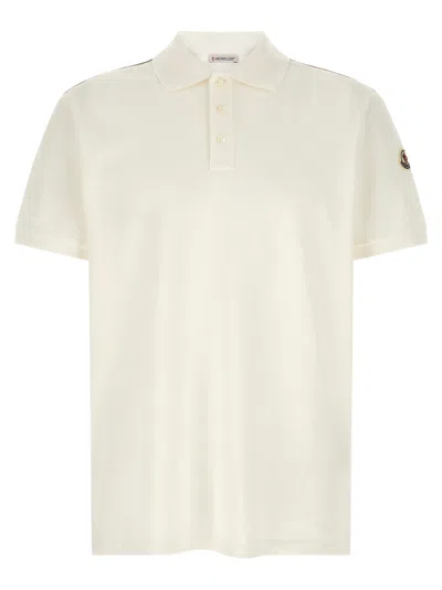 Moncler Logo Shirt Polo White In Metallic