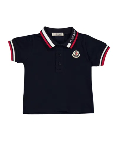 Moncler Logo Short Sleeve Polo Shirt In Black