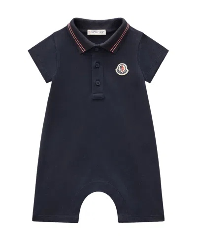 Moncler Logo Short-sleeved Jumpsuit In Midnight Blue