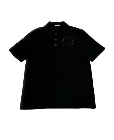 Moncler Logo Short-sleeved Polo Shirt In Black