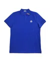 Moncler Cotton Polo Shirt With Logo Patch On The Front In Blue