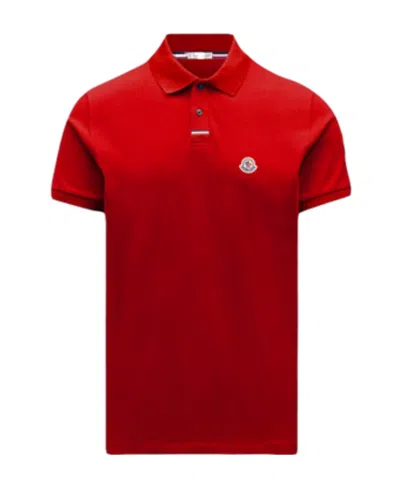 Moncler Logo Short-sleeved Polo Shirt In Red