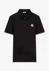 Moncler Black Cotton Short Sleeves Polo In Black