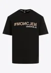 Moncler S Embossed-branding Crew-neck Relaxed-fit Cotton-jersey T-shirt Black In Black