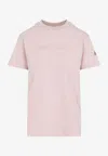Moncler Nude Cotton T-shirt With Embroidered Logo In Pink