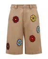 Moncler 1  Jw Anderson Floral Cotton Shorts In Brown