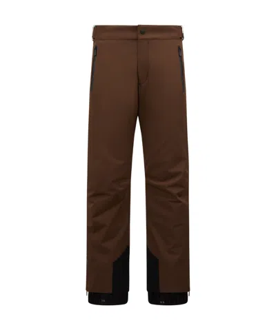 Moncler Logo Ski Pants In Brown