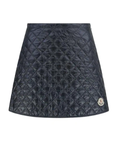 Moncler Quilted Black Skirt With Glossy Finish And Wrap Style
