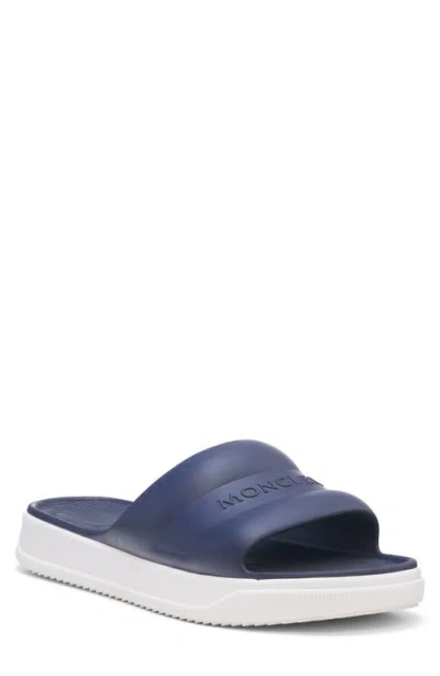 Moncler Logo Slide Sandal In Blue
