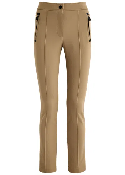 Moncler Logo Slim-leg Twill Trousers In Beige