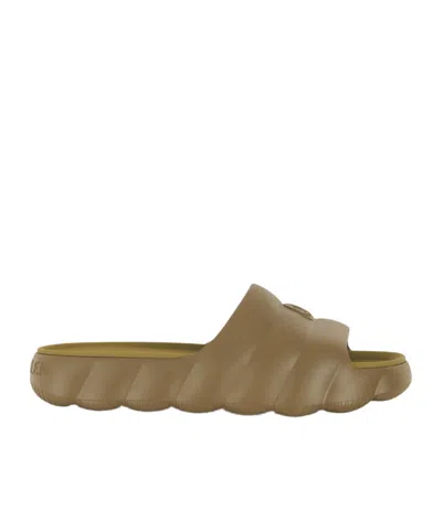 Moncler Logo Slippers In Green