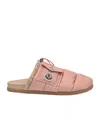 Moncler Mon Pocket Slippers With Soft Padded Design And Logo Patch In Nude