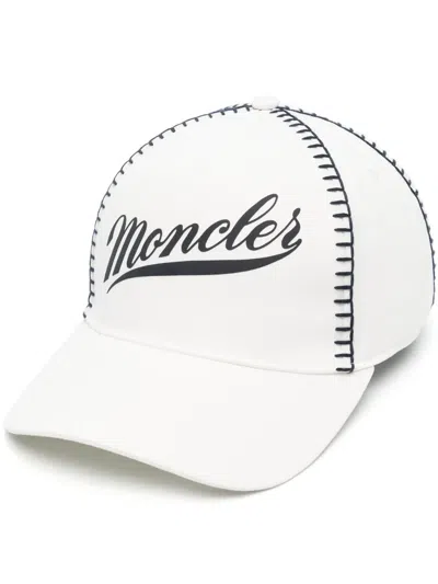Moncler Logo-stamp Cotton Cap In White