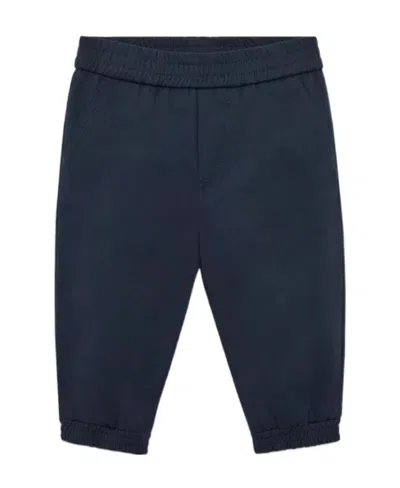 Moncler Logo Sticker Casual Pants In Blue