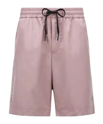 Moncler Logo Sticker Shorts In Pink