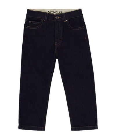 Moncler Logo Straight Leg Jeans In Blue