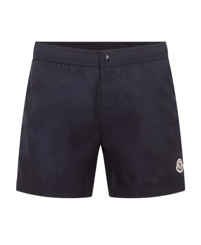 Moncler Logo Straight Shorts In Black