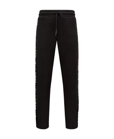 Moncler Logo-strap Cotton Track Pants In Black